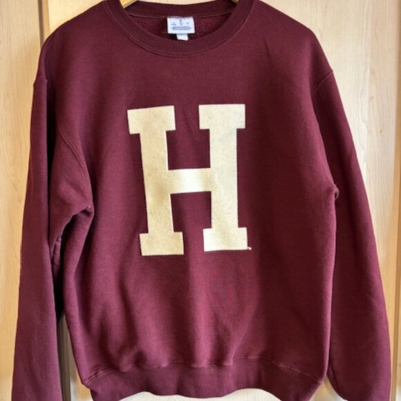 RARE Champion Harvard Big "H" Felt Letter Sweatshirt Mens Medium L/S Crew Neck - Picture 1 of 7